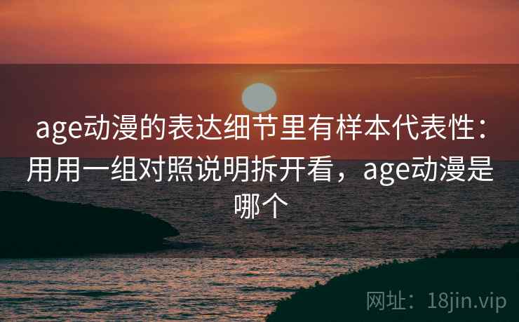 age动漫的表达细节里有样本代表性：用用一组对照说明拆开看，age动漫是哪个